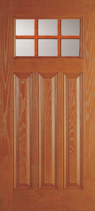 TFSDL206 3-Panel Craftsman Oak Grain Textured Fiberglass Exterior