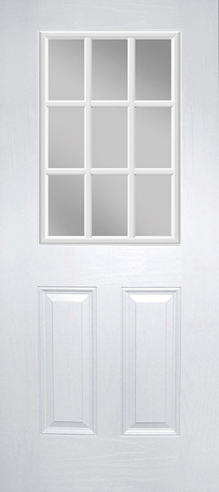 TW69 2-Panel True White Oak Grain Textured Fiberglass Exterior