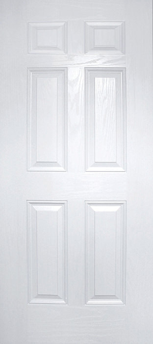 TW6P 6-Panel True White Oak Grain Textured Fiberglass Exterior