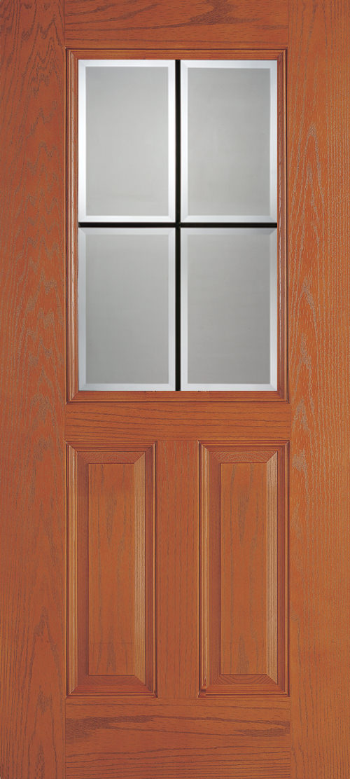 TFEAS430 2Panel Oak Grain Textured Fiberglass Exterior Door With